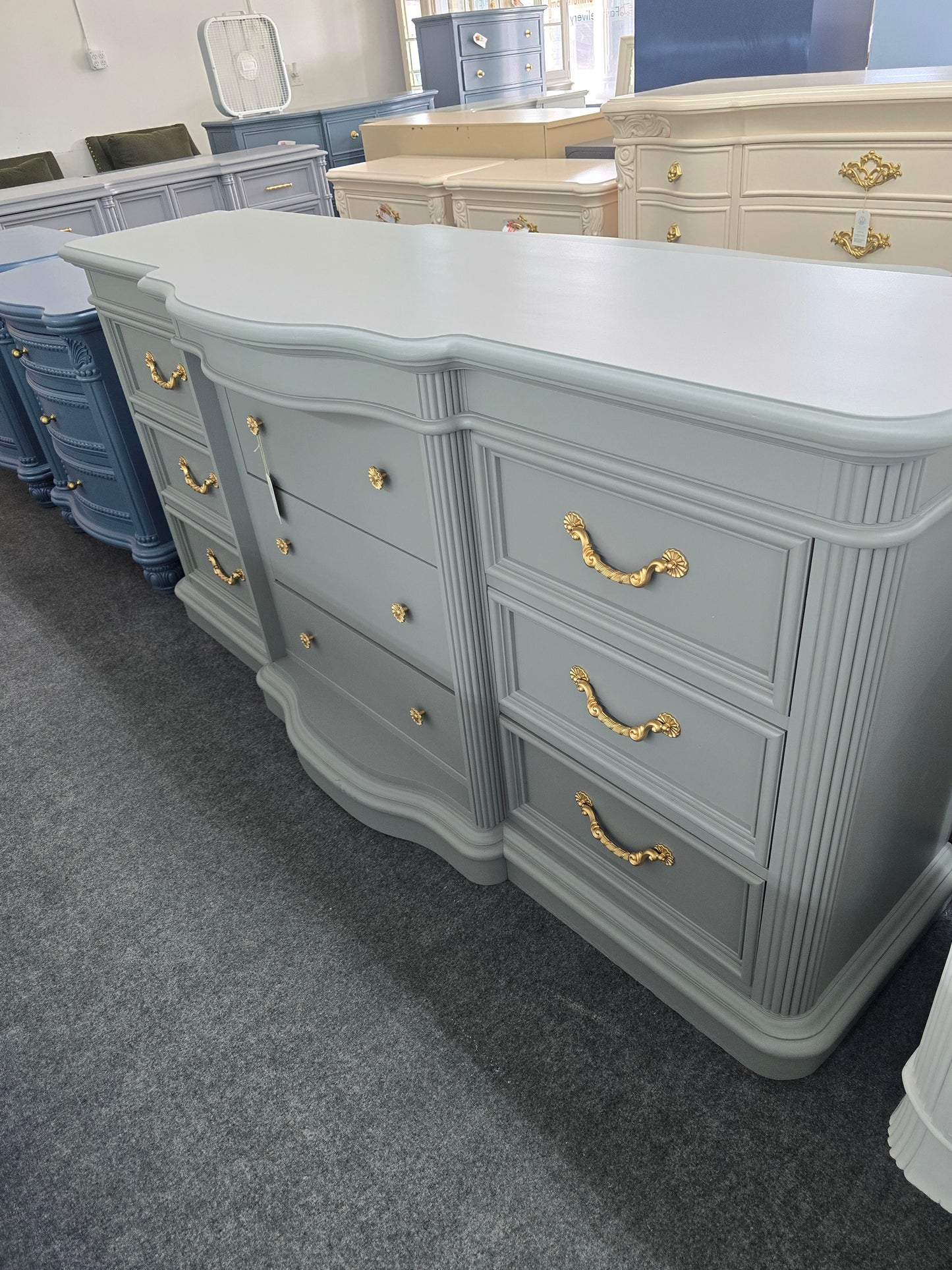 Stanley green gray 9 drawers dresser