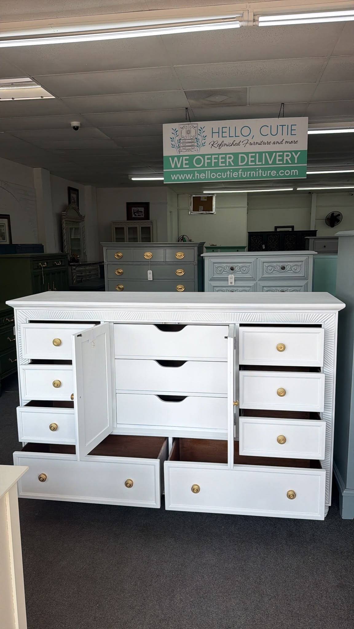 Cindy Crawford white lacquered dresser