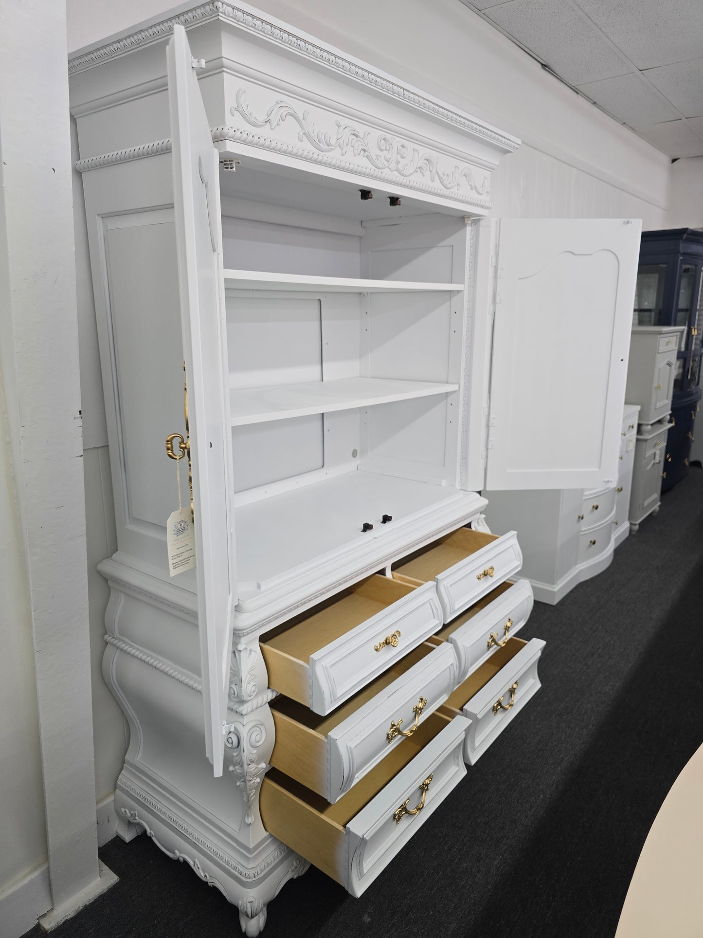 Thomasville white Distressed armoire