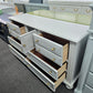 Beautiful gray dresser 6 drawers 1 door rattan drawers