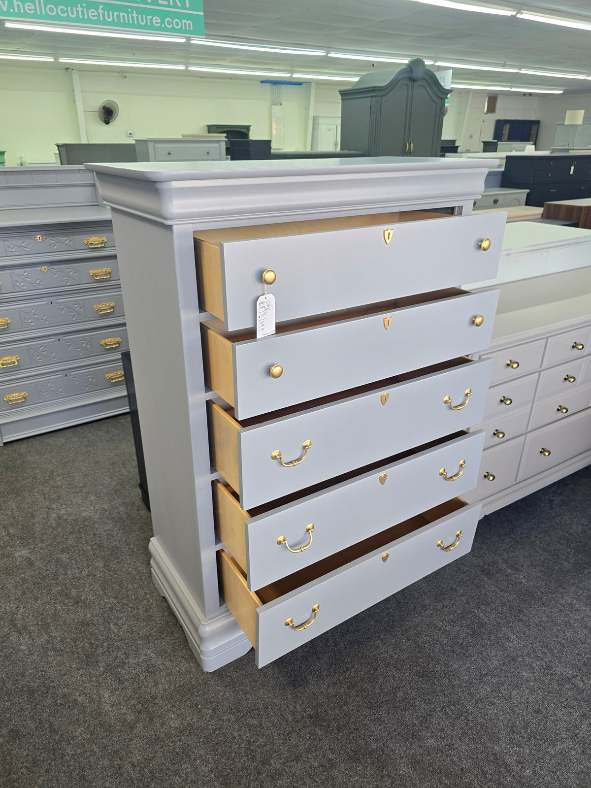 Broyhill tall gray chest