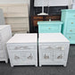 White Distressed oriental pair of nightstands