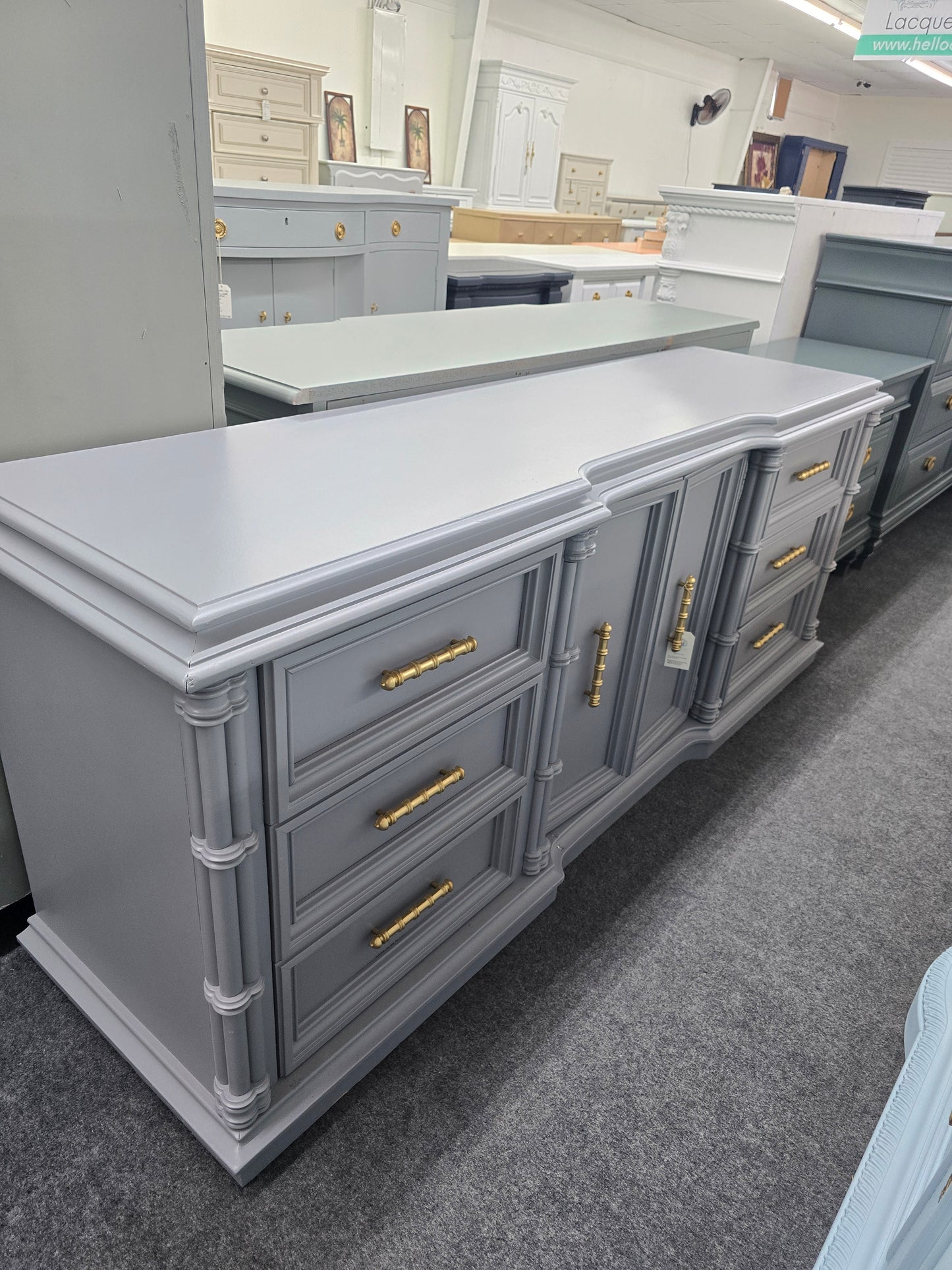 Vintage gray National Mt Airy dresser