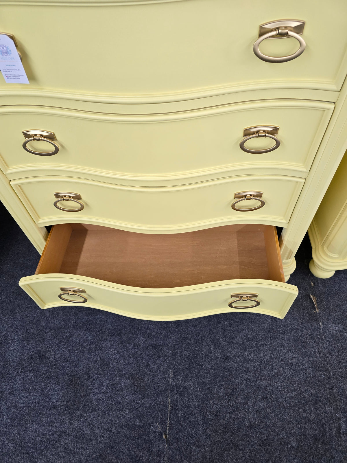 Bowfront yellow modern chest