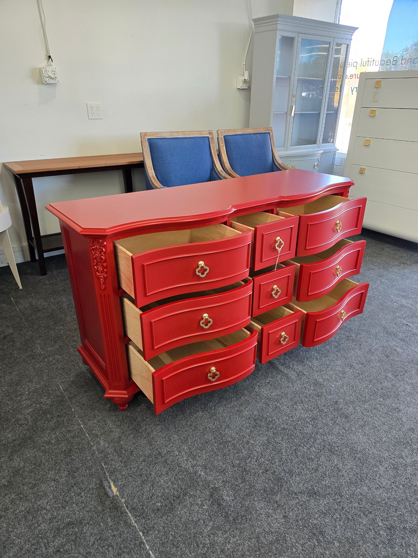 Gorgeous 9 drawers red dresser