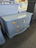 Blue lacquer gloss 7 drawers dresser