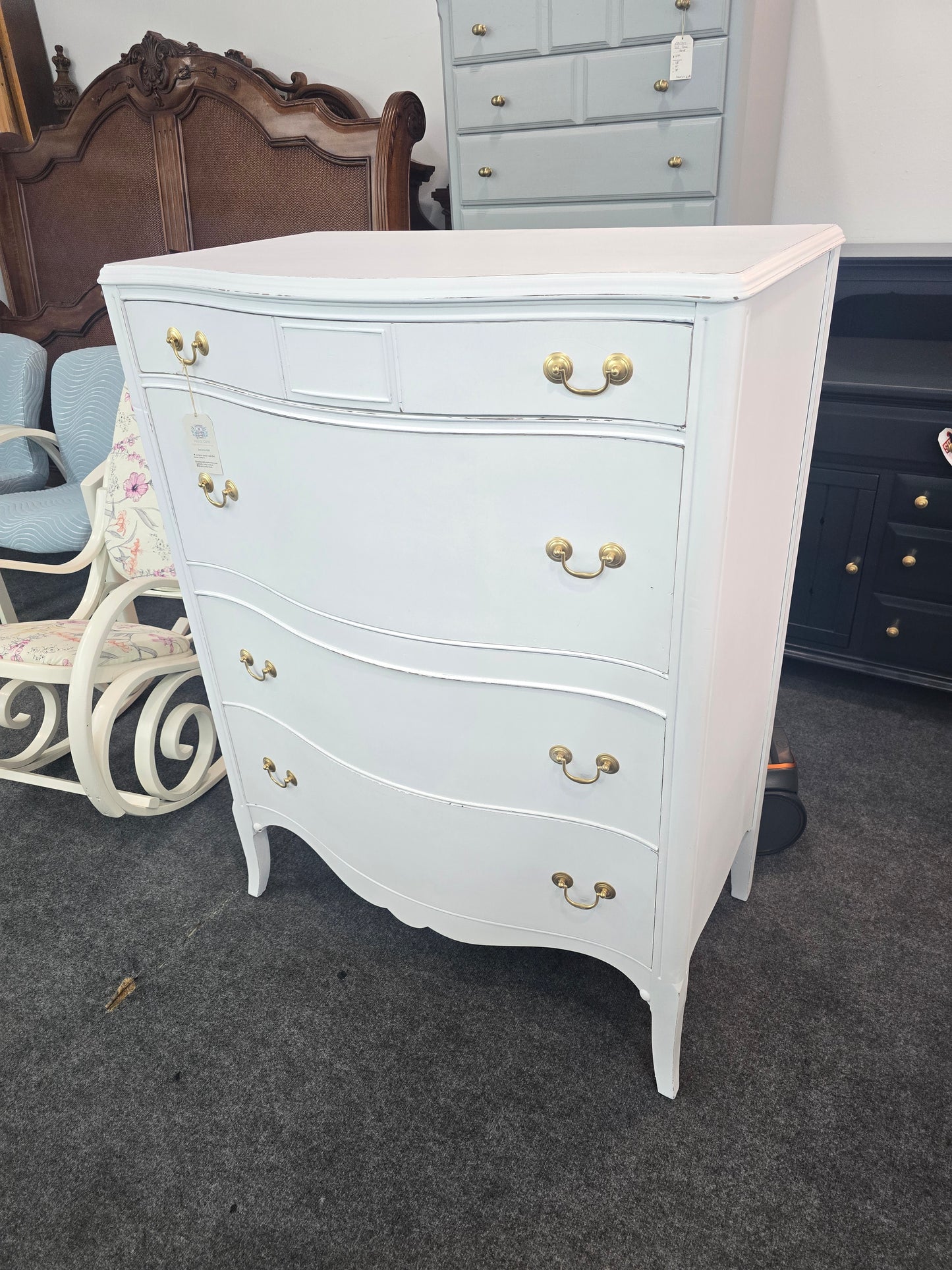 Solid wood white Distressed chest