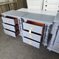 2 gray lacquered nightstands