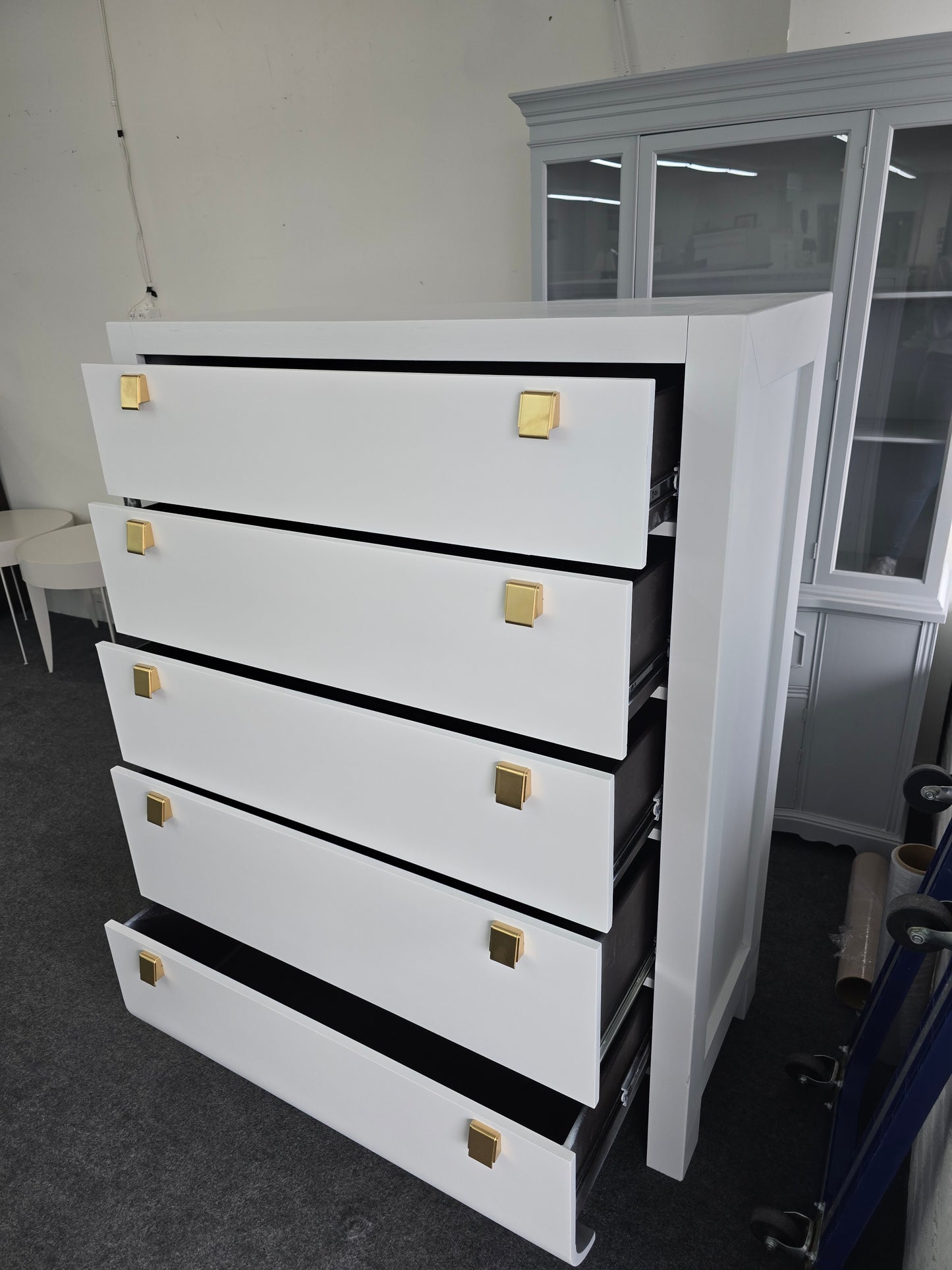 White tall modern chest