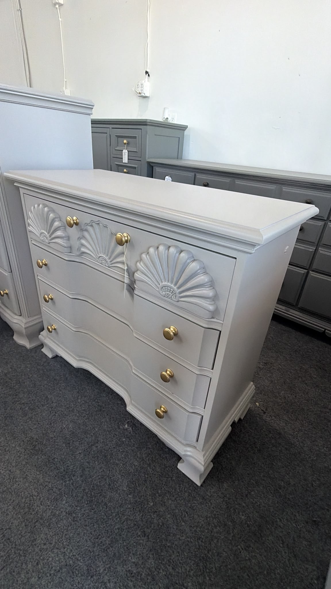 American drew gray vintage dresser