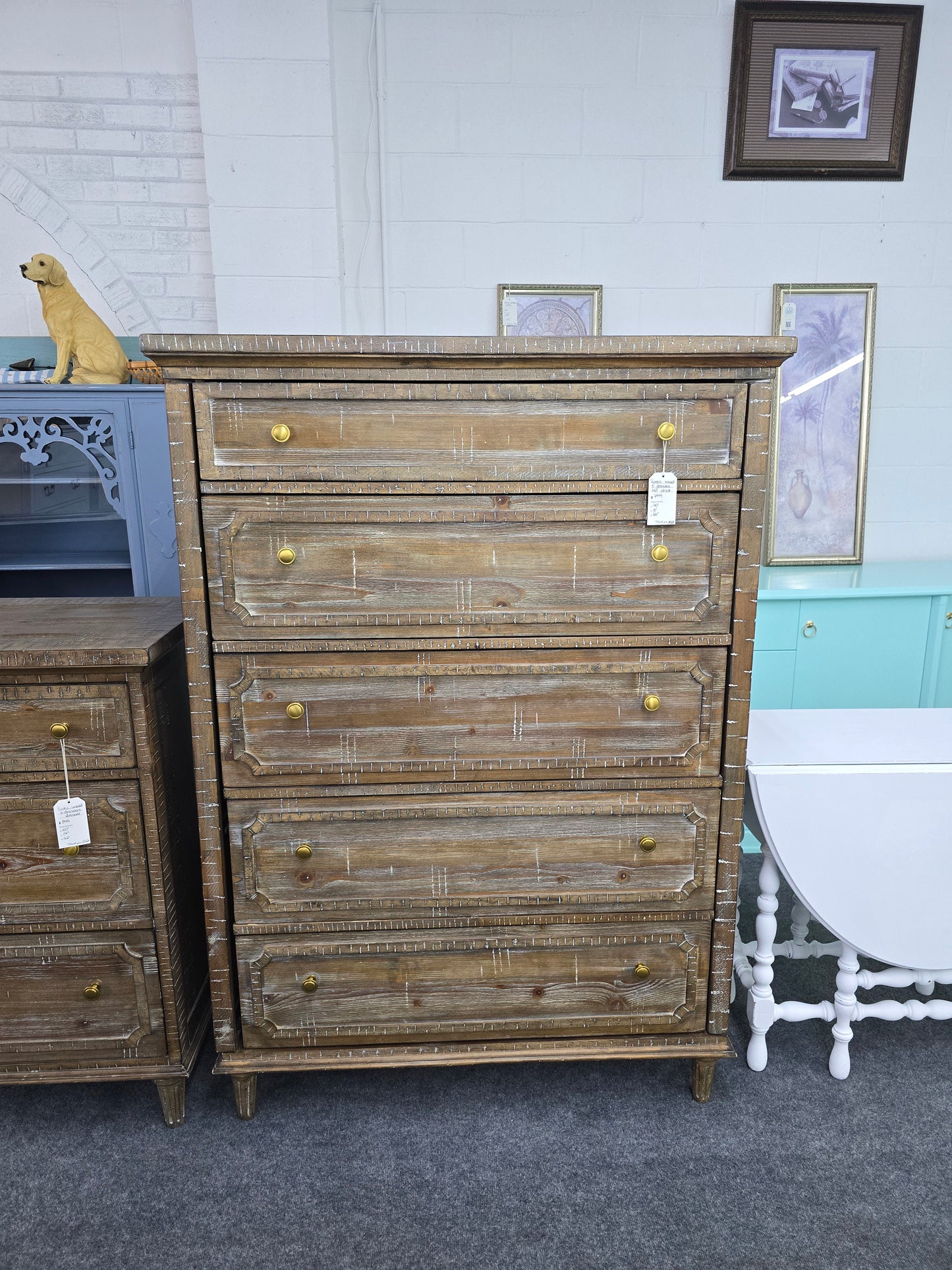 Rustic wood washed chest