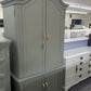 Pewter green carved armoire