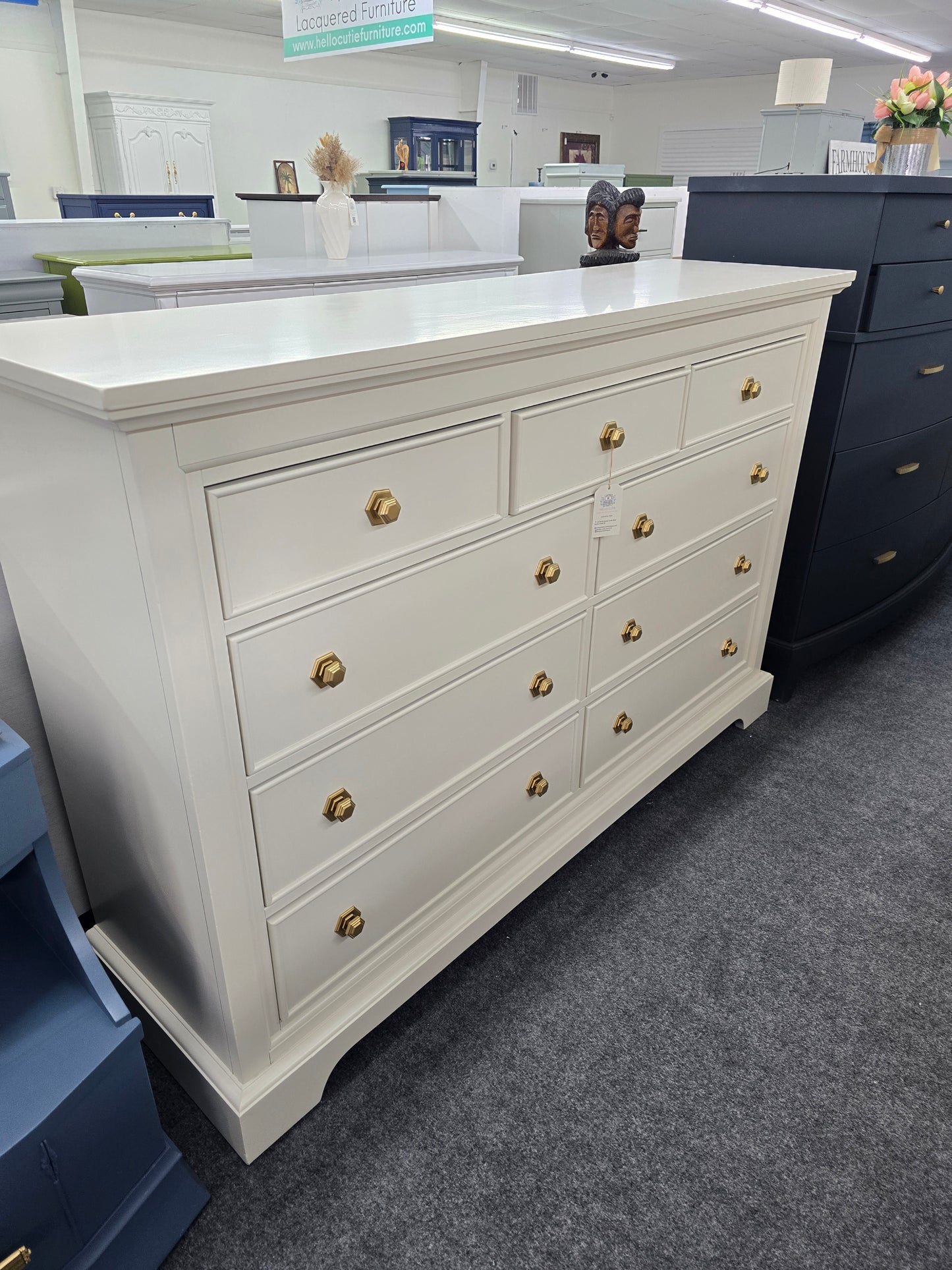 9 drawers off white dresser