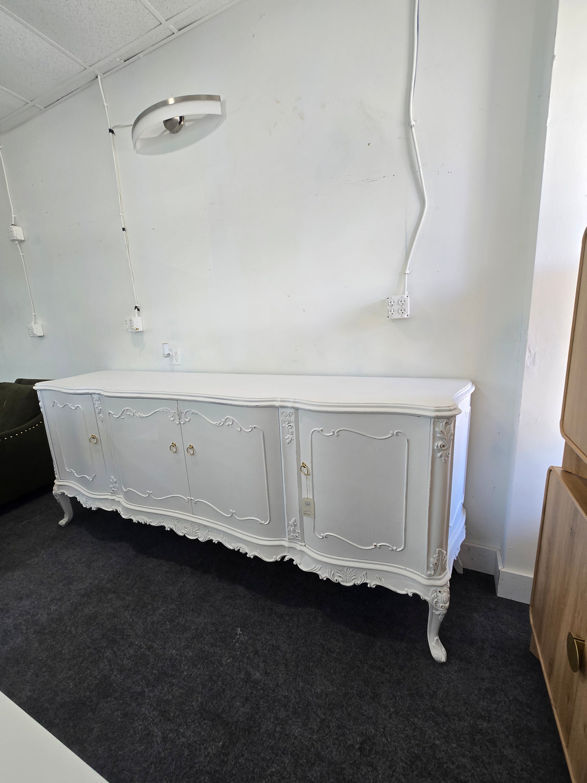 Antique white Distressed long buffet