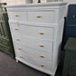 Solid wood 6 drawers tall white Distressed chest