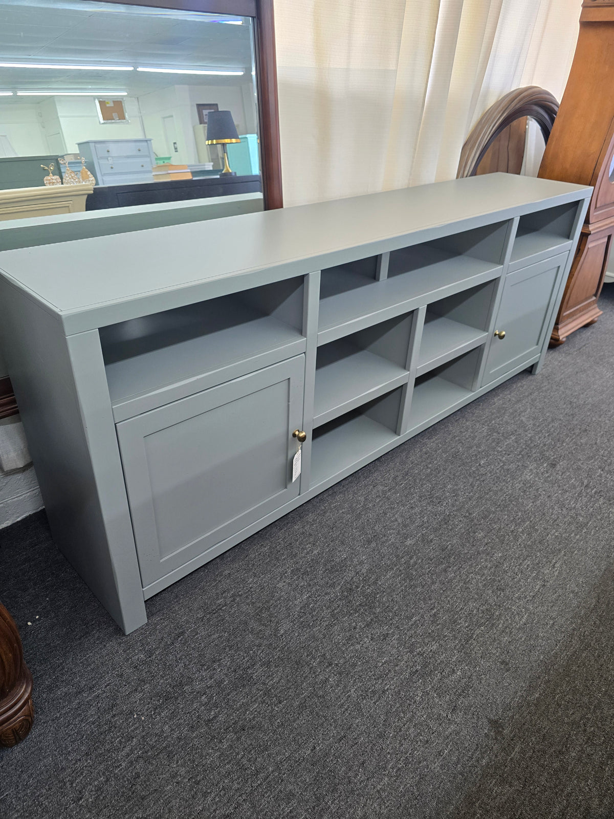 Green gray  long tv stand