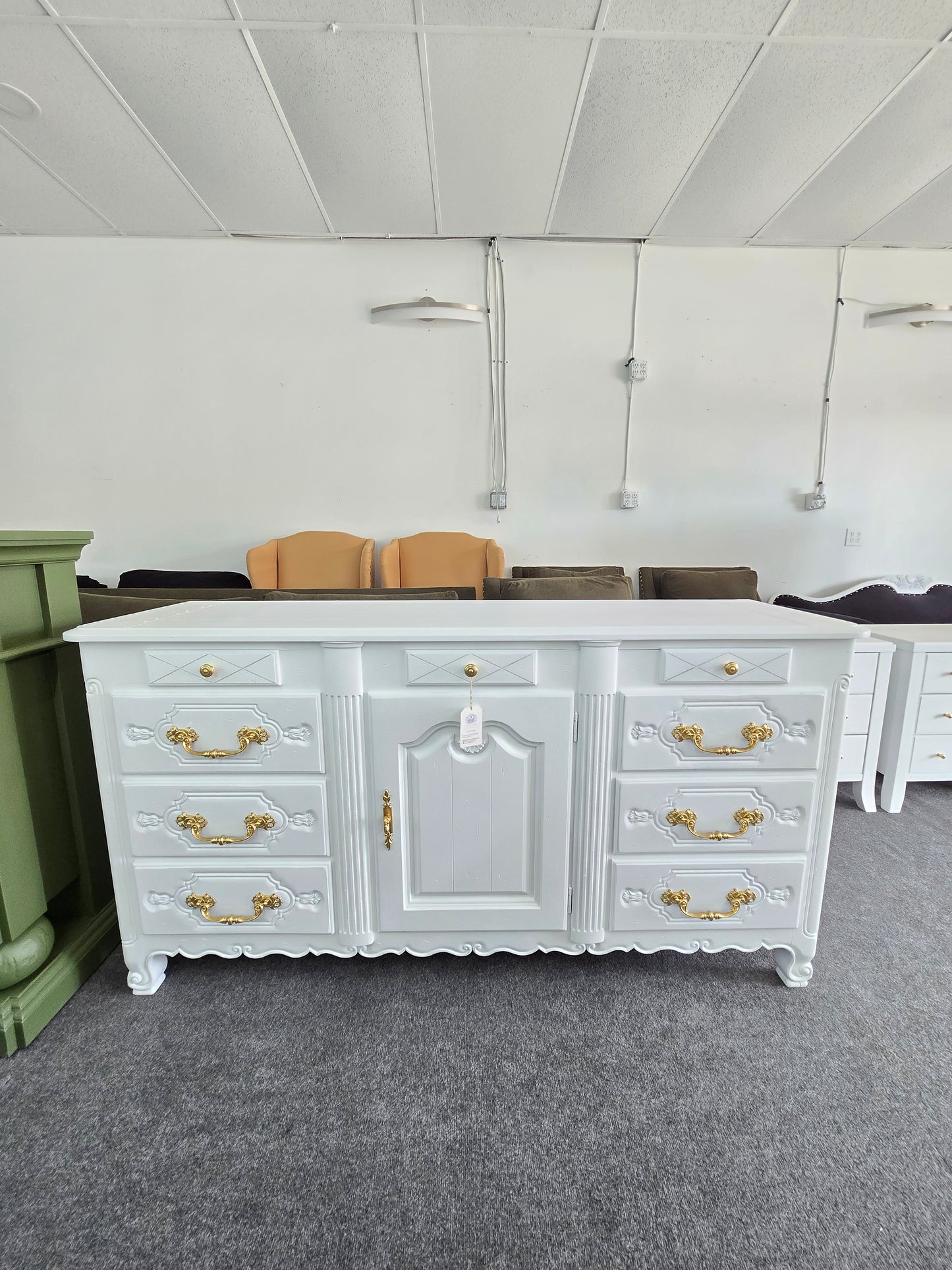 French provincial white lacquered dresser