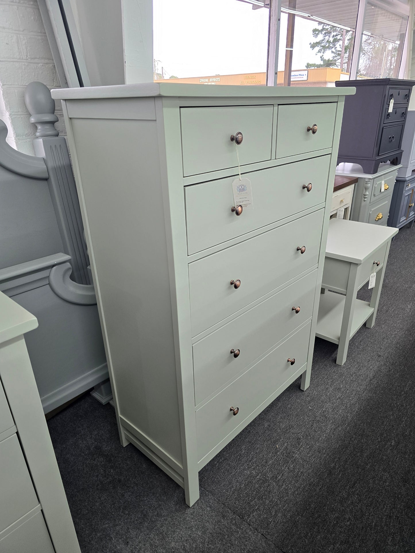 Green lacquered tall chest