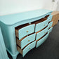 Solid wood blue Lacquered curved dresser