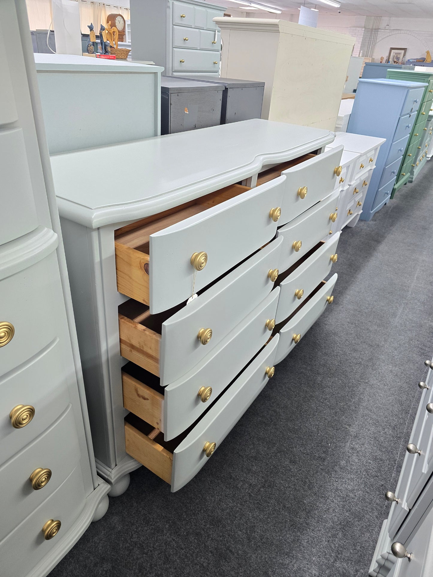 8 drawers gray dresser - solid wood
