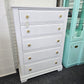 Solid wood white 5 drawers chest