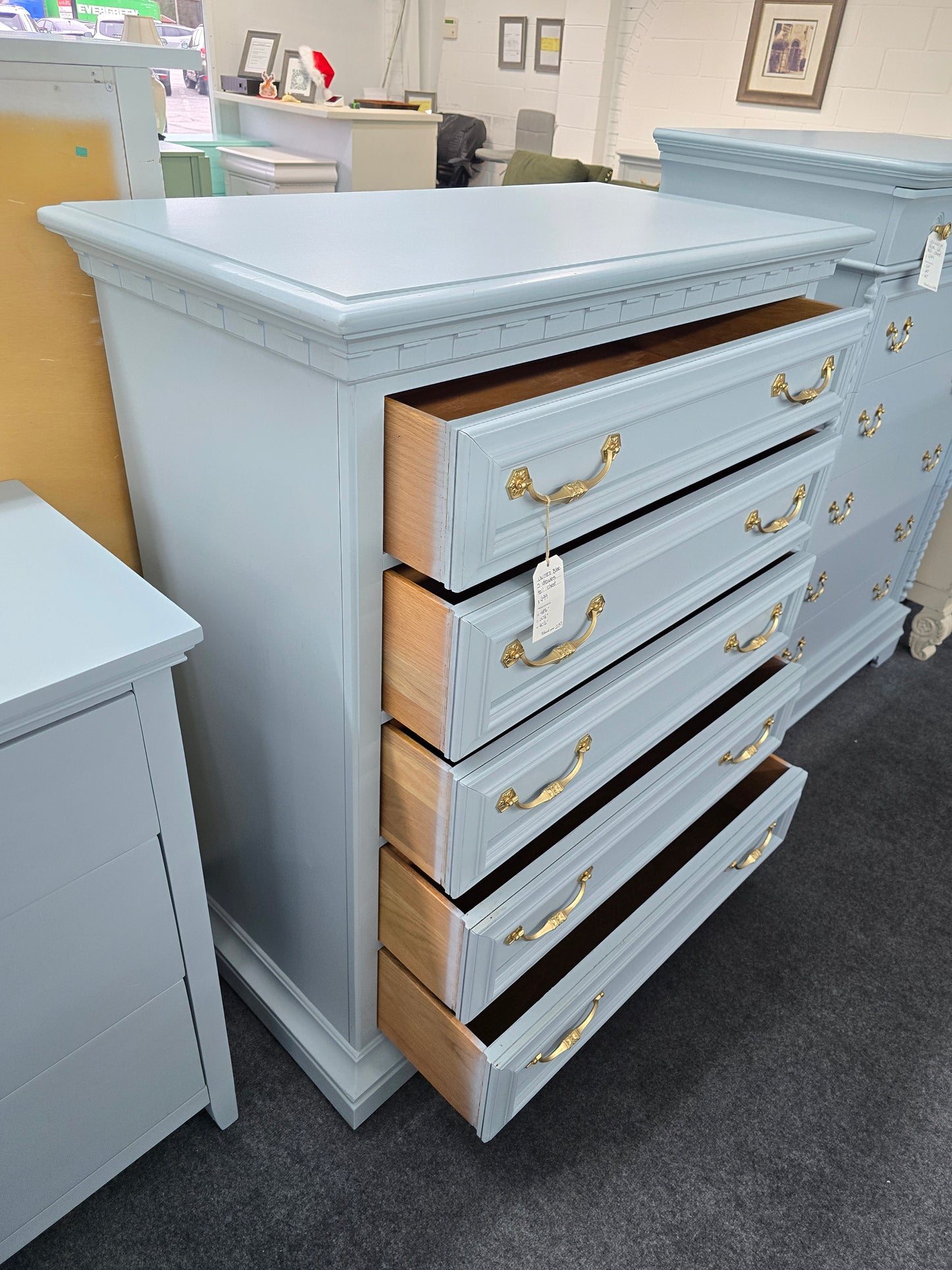Solid wood light blue United chest