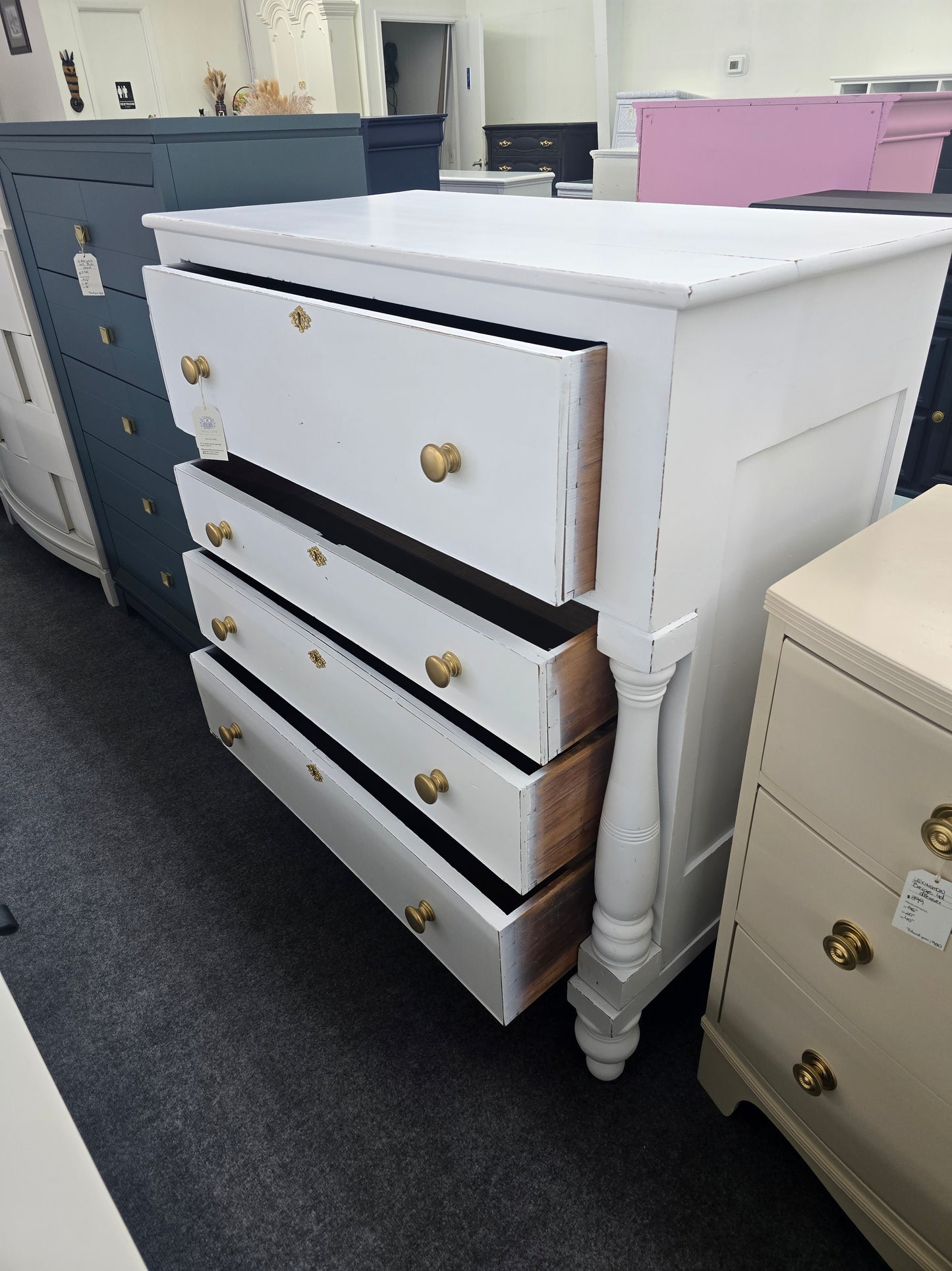 Solid wood antique white Distressed chest