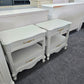 French provincial solid wood gray pair of nightstands
