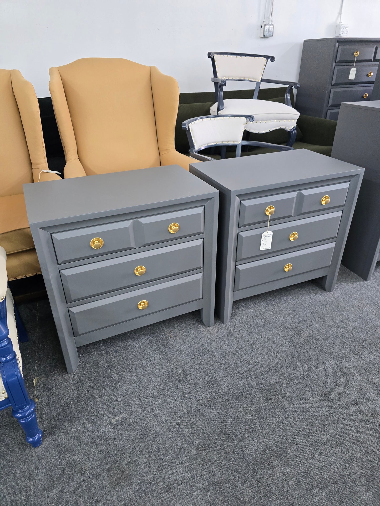Dark gray pair of nightstands