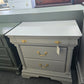Solid wood 3 drawers gray nightstand