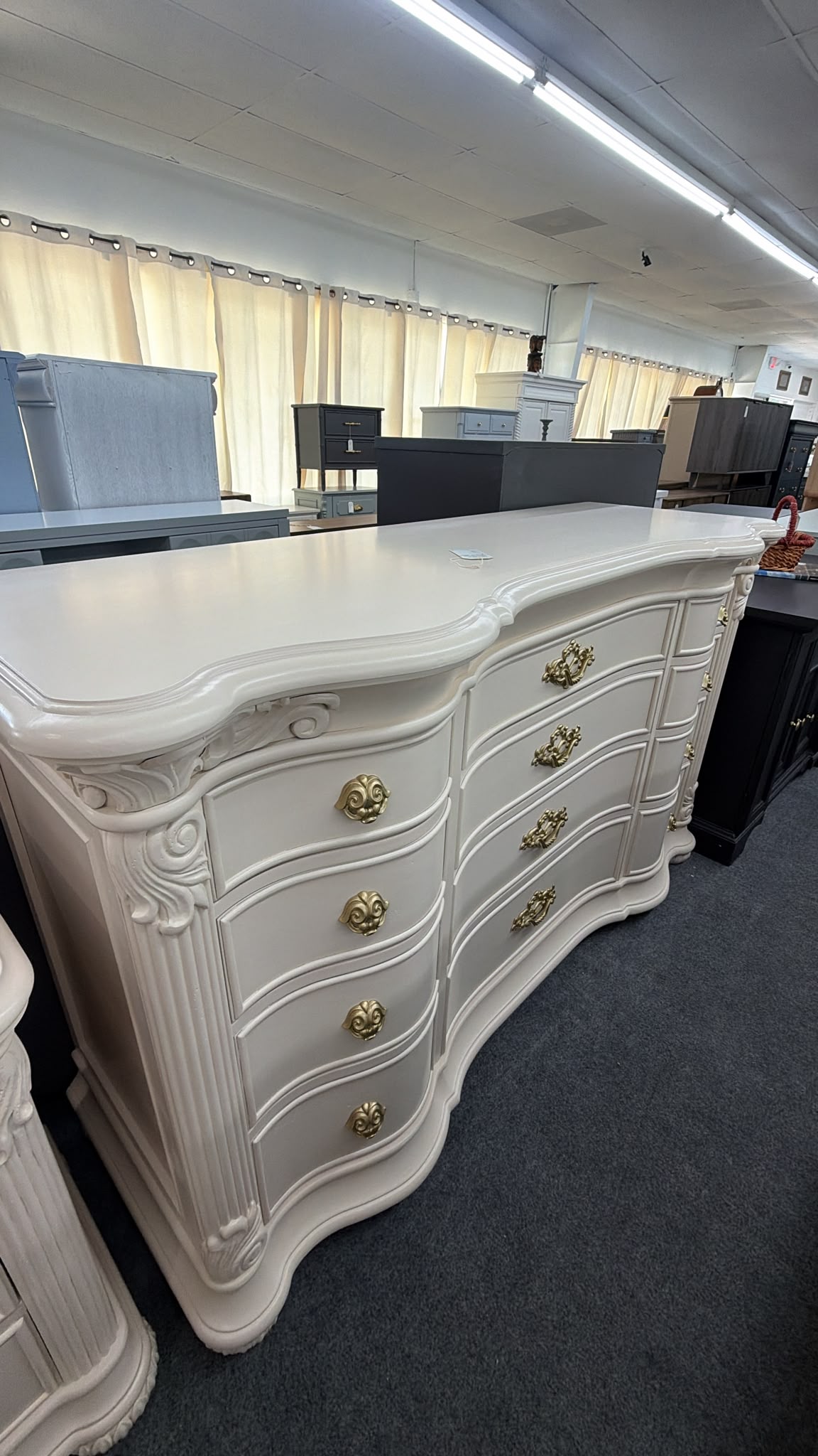 Bernhardt cream lacquered curved dresser