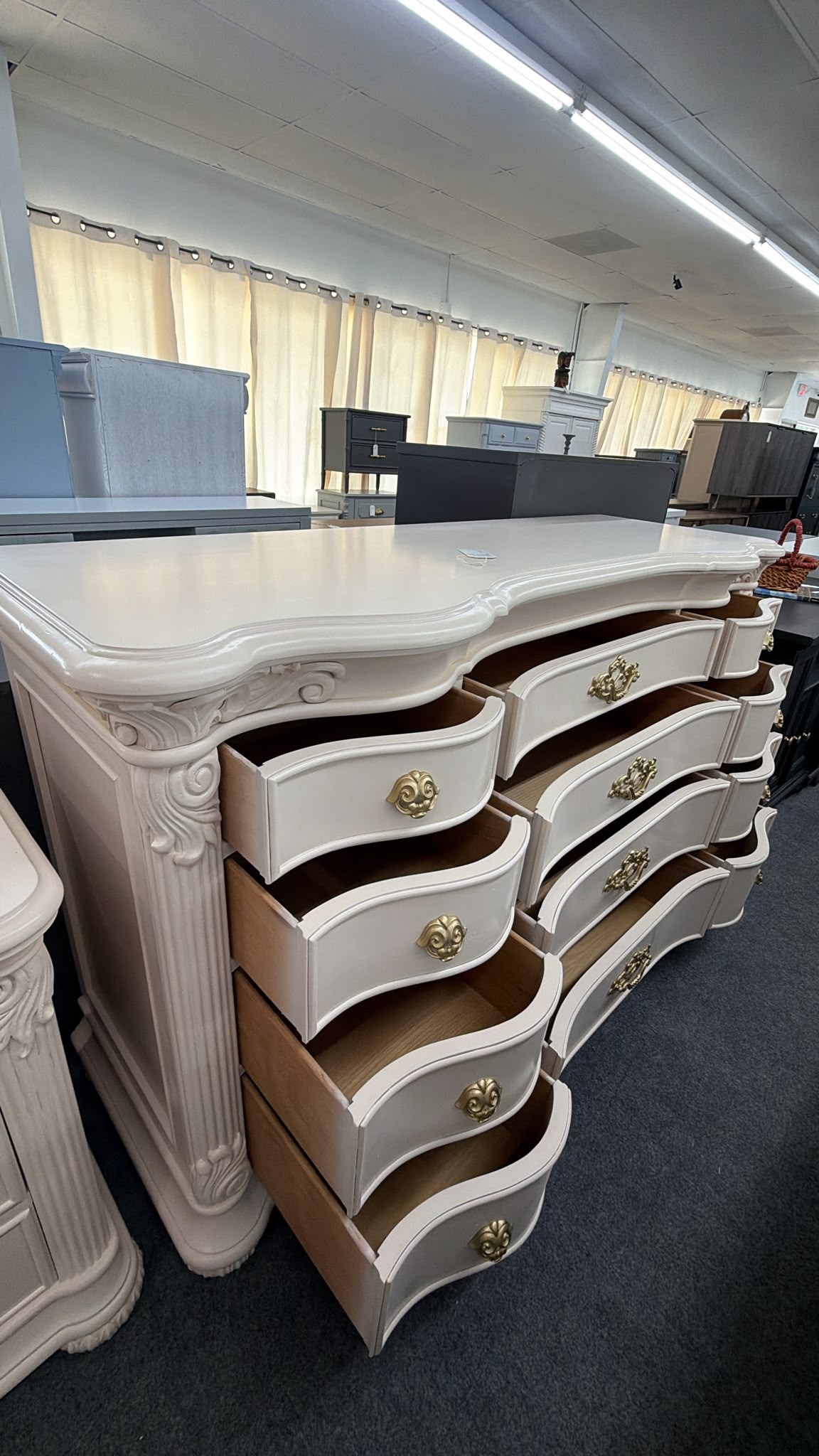 Bernhardt cream lacquered curved dresser