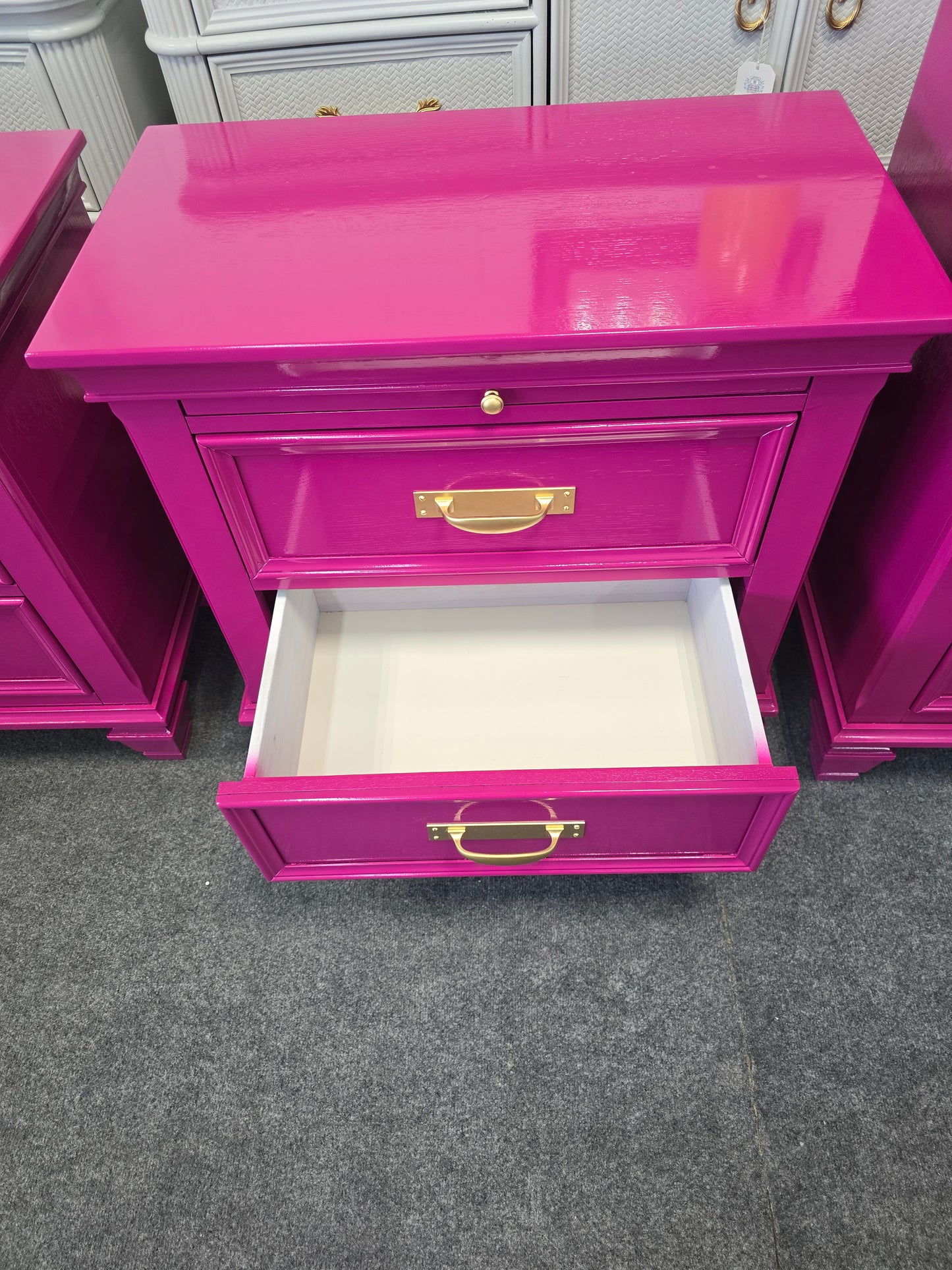 Gorgeous lacquered pair of nightstands
