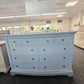 Blue Lacquered 9 drawers big dresser