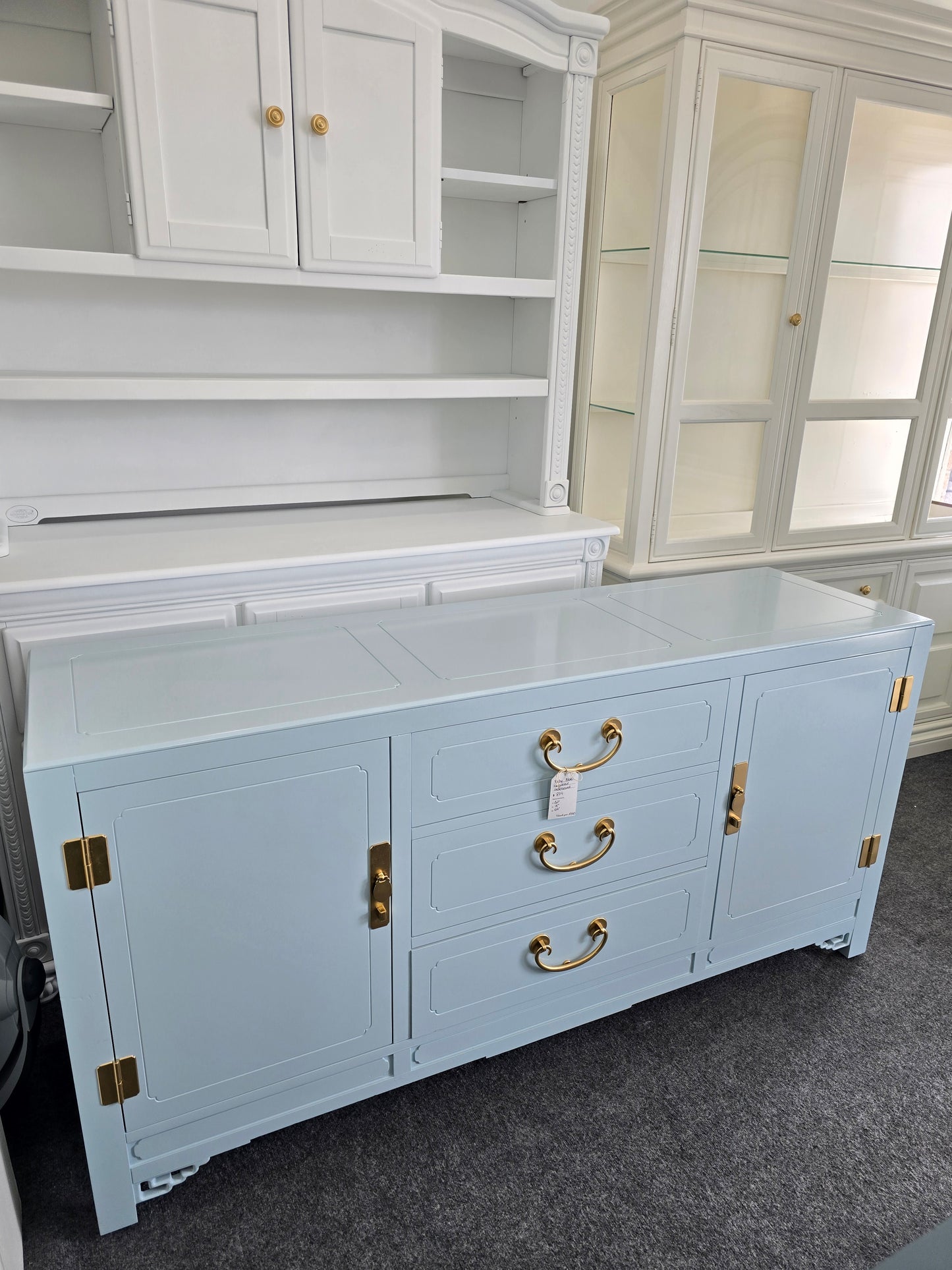 Baby blue solid wood WHITE FURNITURE  lacquer sideboard