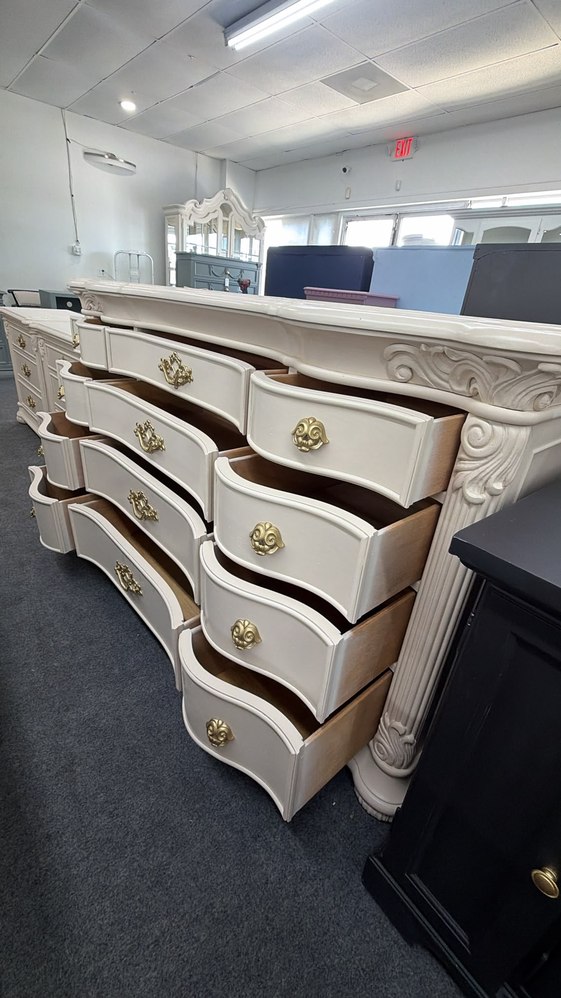Bernhardt cream lacquered curved dresser