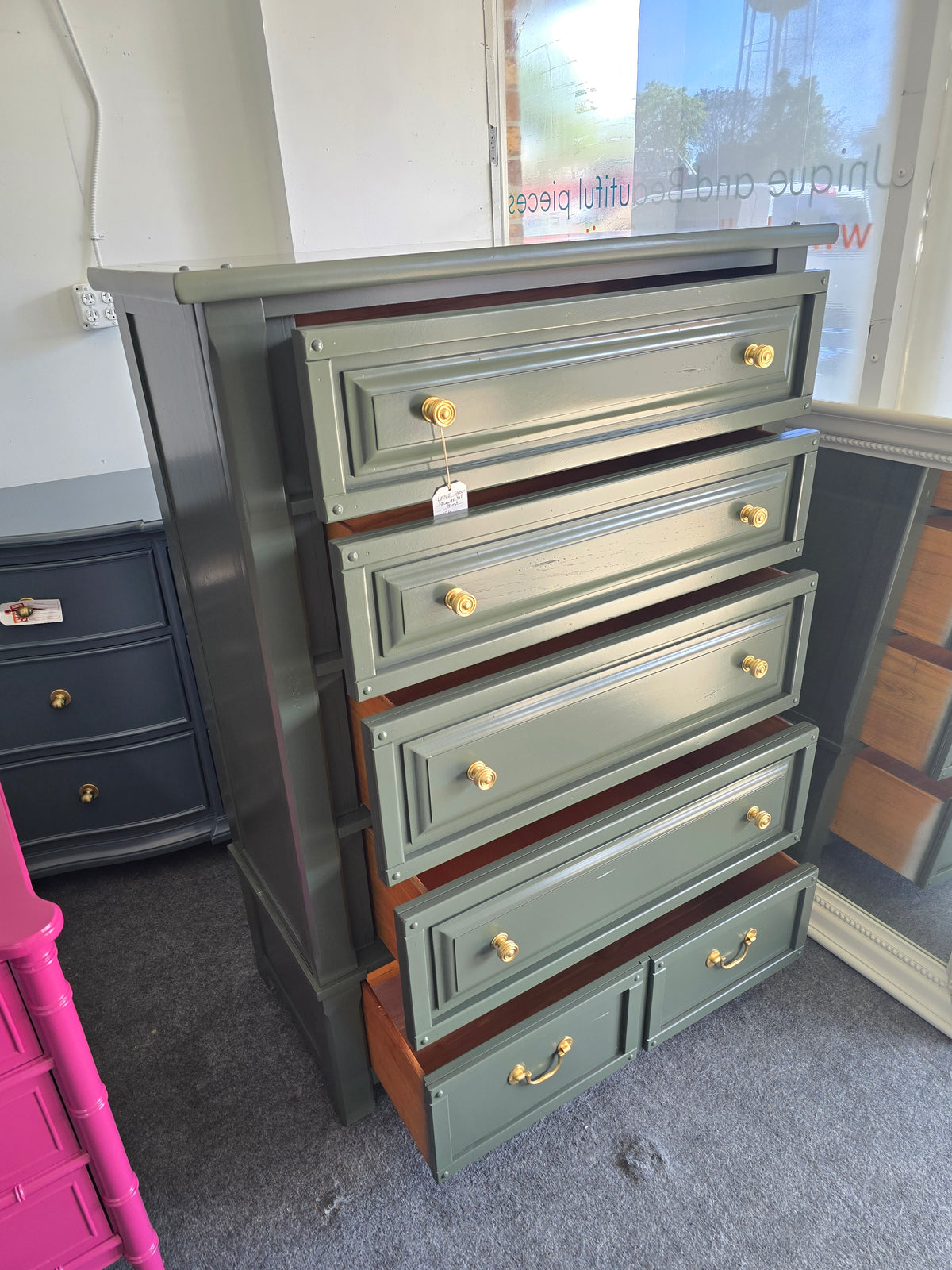 Green lacquered LANE chest
